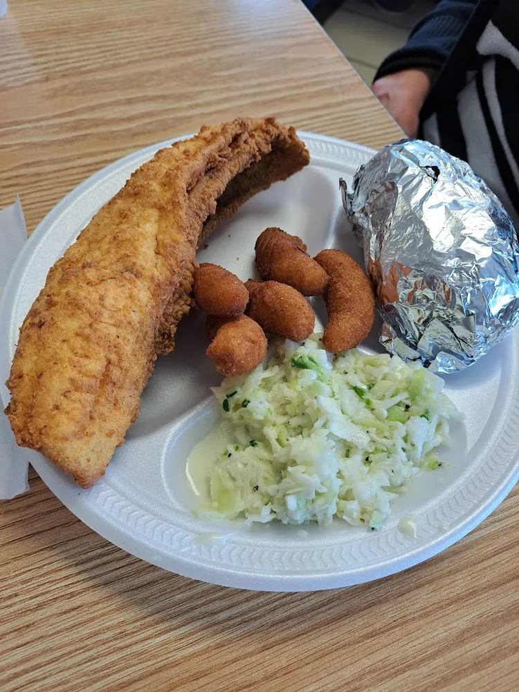 Fried Flounder & Baked Potatoe